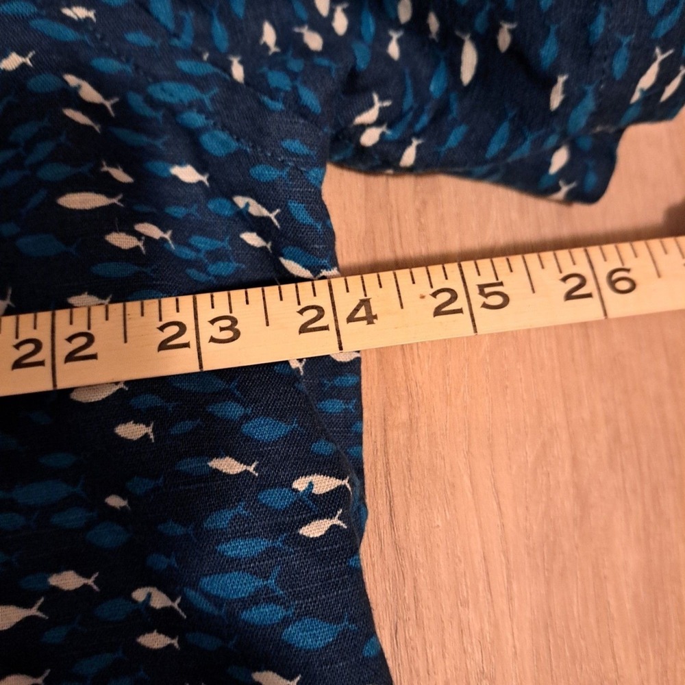 Banana Republic Shirt Men XL Multi Fish AOP Linen Slim Fit Short Sleeve - Picture 8 of 8